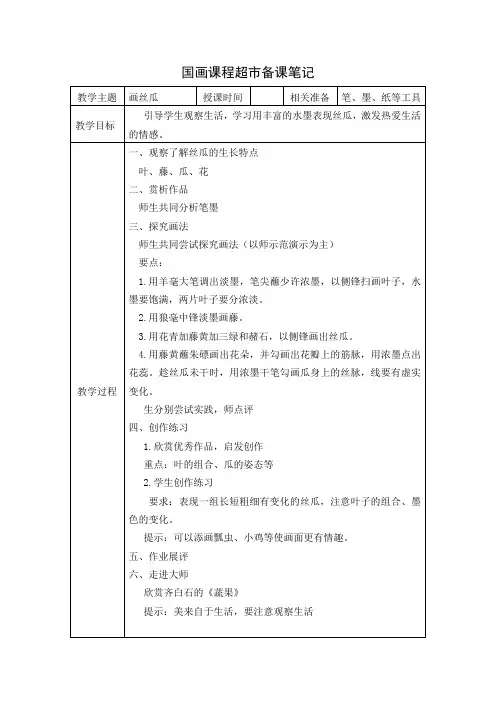 国画课程超市教案(画丝瓜)
