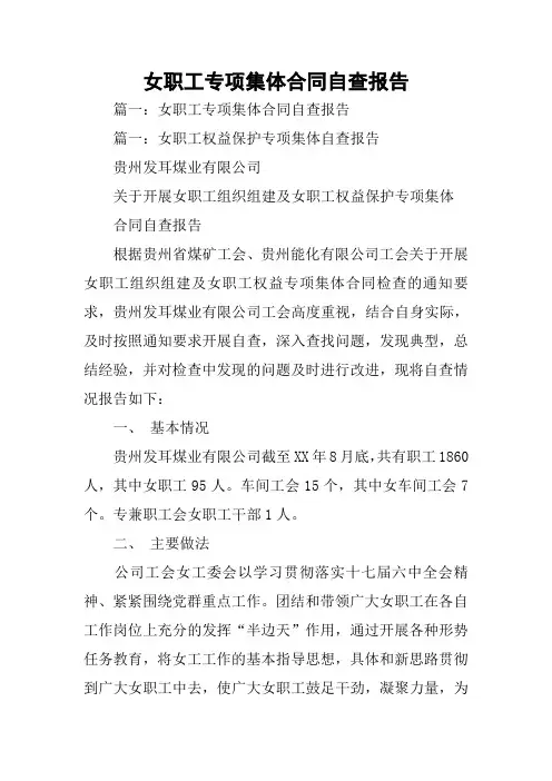 女职工专项集体合同自查报告