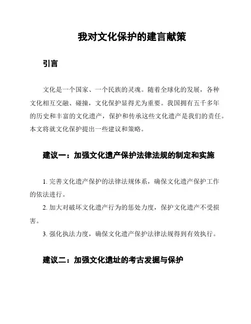 我对文化保护的建言献策