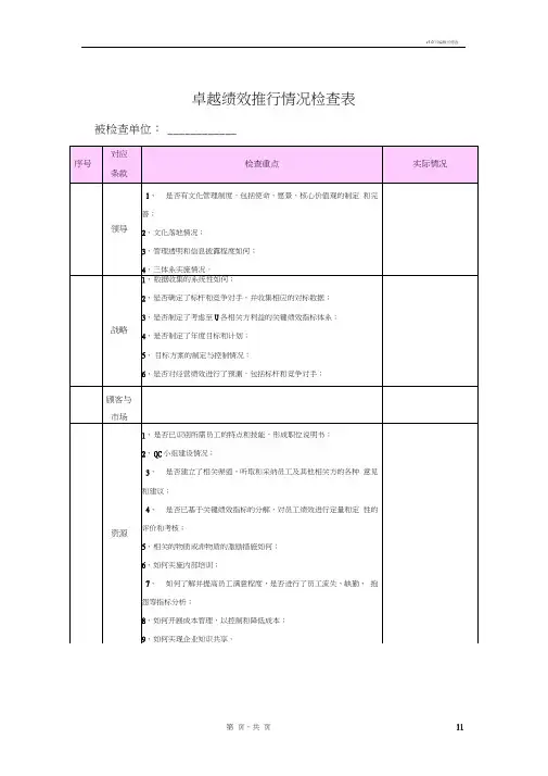 卓越绩效-检查表