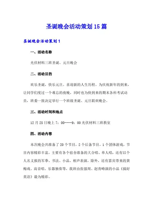 圣诞晚会活动策划15篇