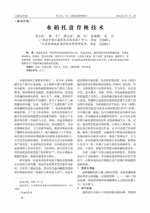 水稻托盘育秧技术