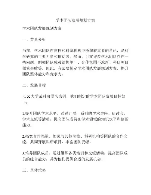 学术团队发展规划方案
