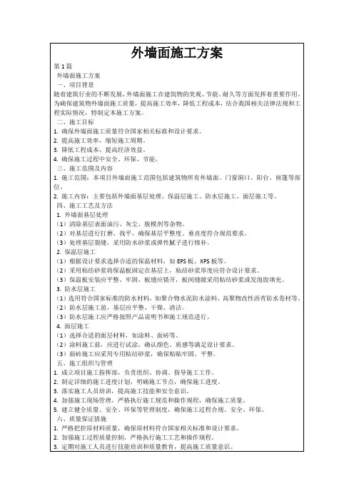 外墙面施工方案