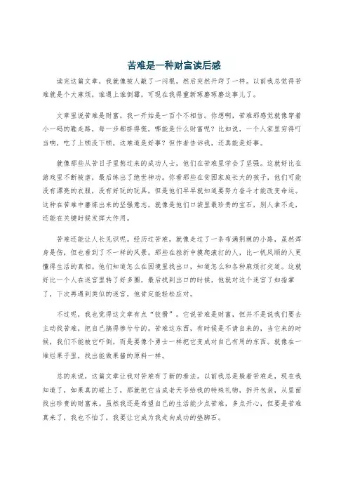 苦难是一种财富读后感
