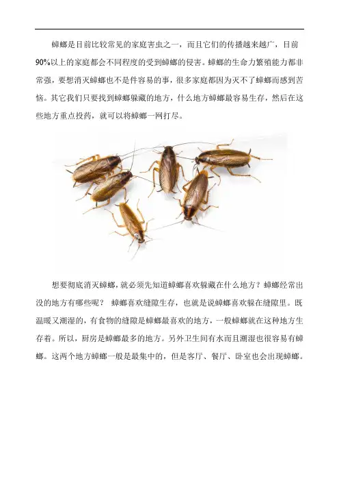 蟑螂喜欢躲藏在哪里