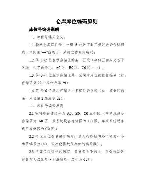 仓库库位编码原则
