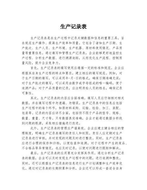 生产记录表