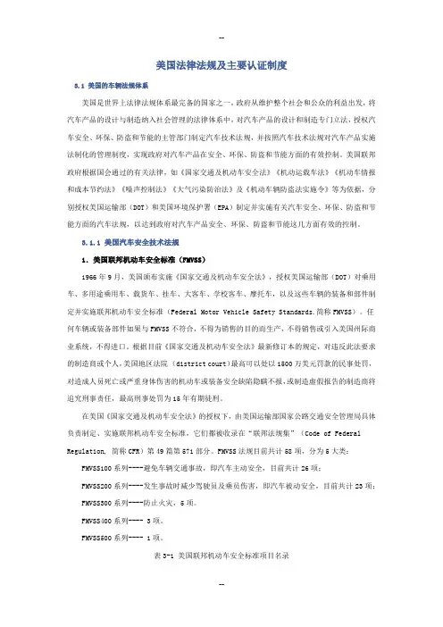 美国法律法规及主要认证制度