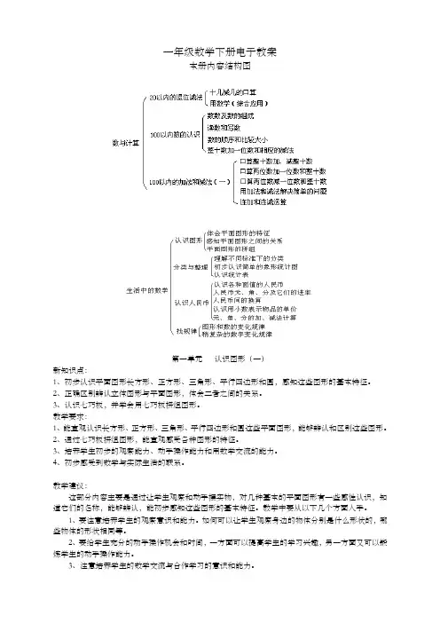 人教版一年级数学下册教案(完整版)(优选好版)