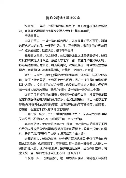 枫作文精选6篇800字