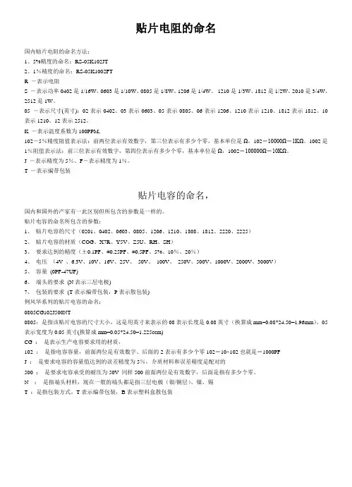 贴片电阻尺寸