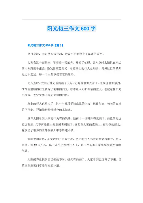阳光初三作文600字
