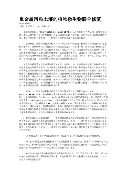 重金属污染土壤的植物微生物联合修复