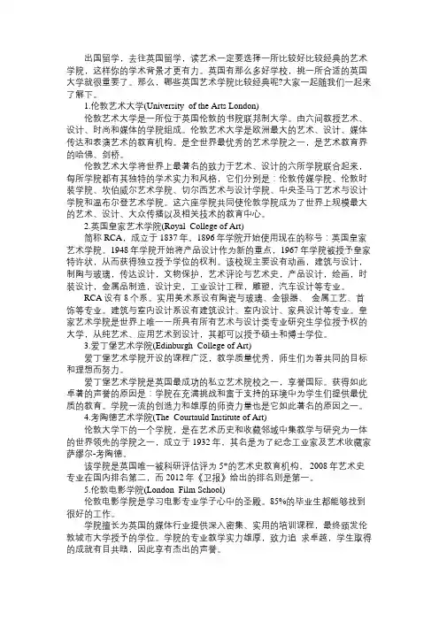 英国艺术类的十大名校汇总介绍