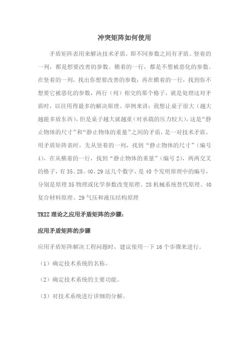 TRIZ理论冲突矩阵使用方法