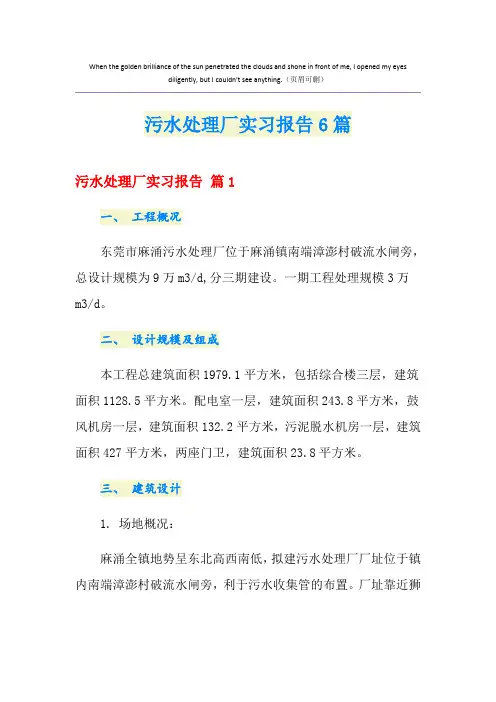 污水处理厂实习报告6篇
