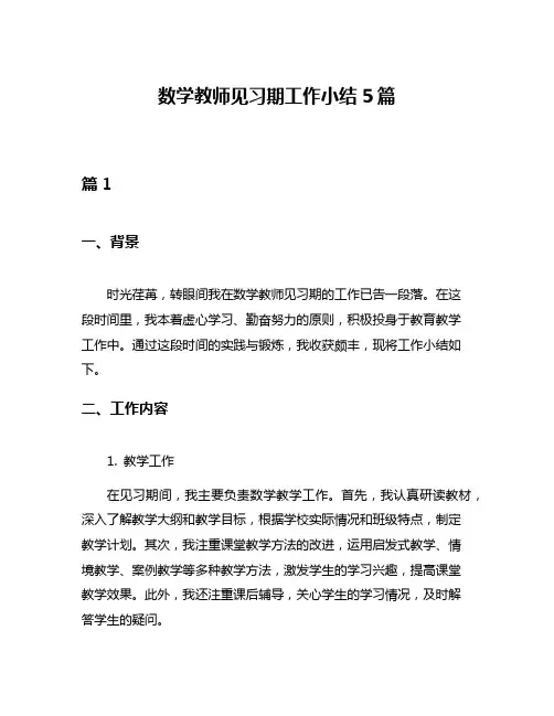 数学教师见习期工作小结5篇