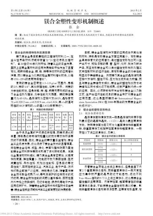 镁合金塑性变形机制概述