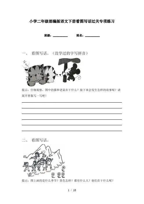 小学二年级部编版语文下册看图写话过关专项练习
