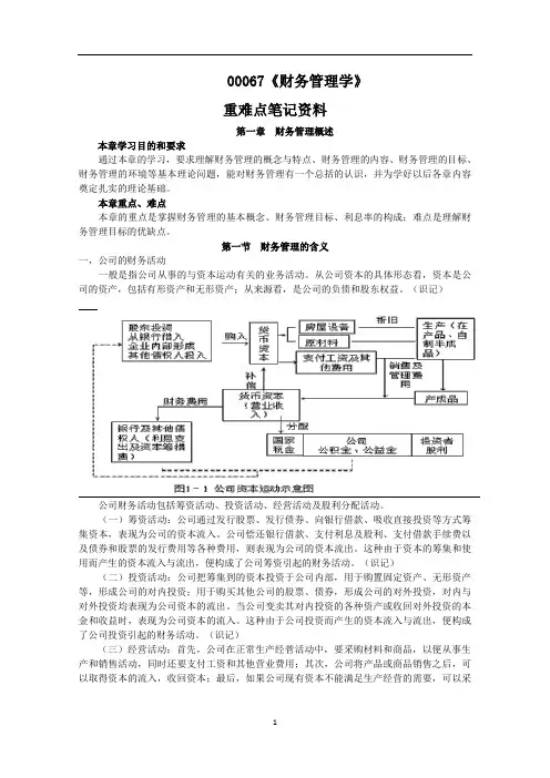 (完整版)自考00067《财务管理学》重难点笔记资料