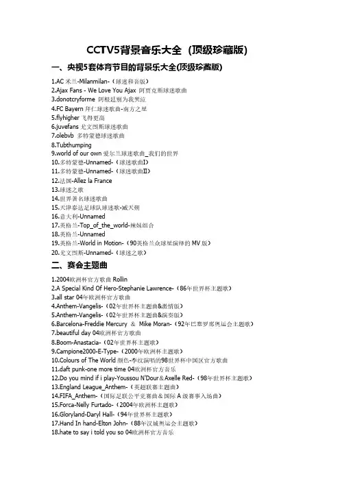 CCTV5背景音乐大全(顶级珍藏版)-推荐下载