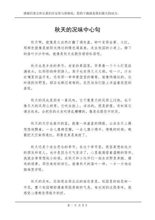 秋天的况味中心句
