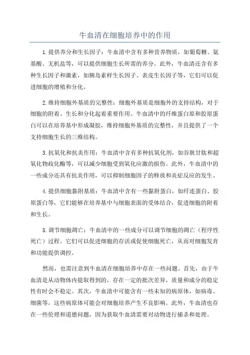 牛血清在细胞培养中的作用