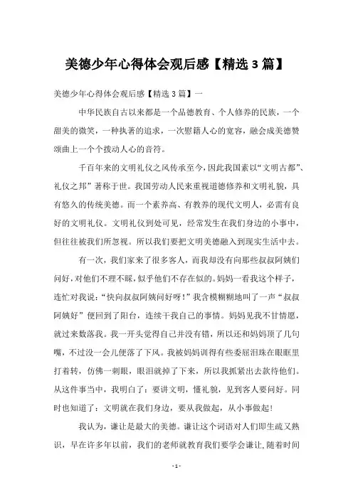 美德少年心得体会观后感【3篇】