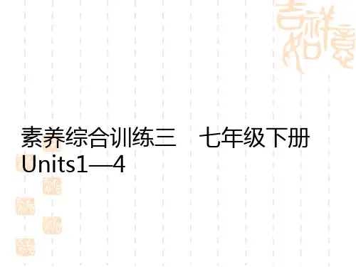 初中中考英语总复习练测课件 教材复习 素养综合训练 七年级下册Units1—4