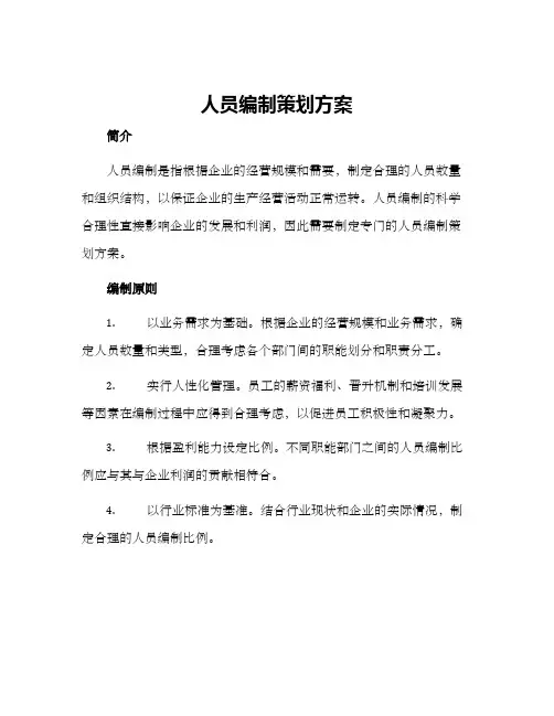 人员编制策划方案