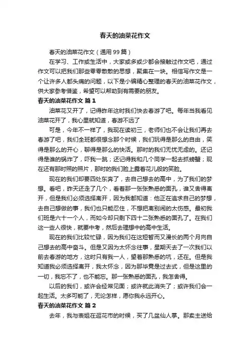 春天的油菜花作文（通用99篇）