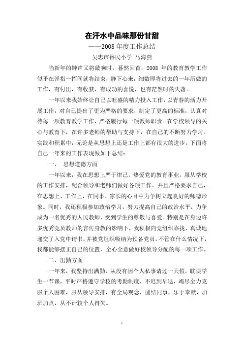 2008年度工作总结