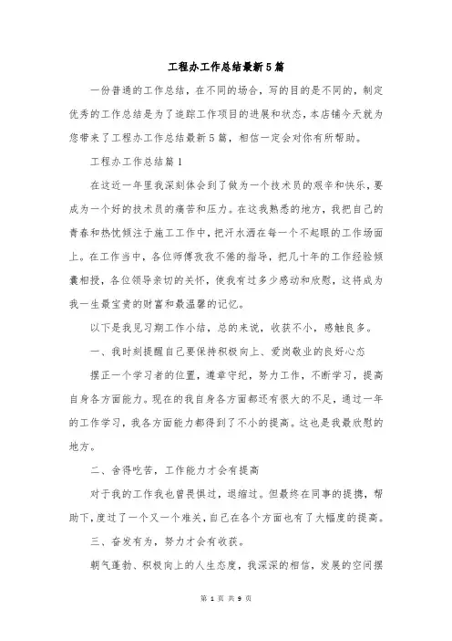 工程办工作总结最新5篇
