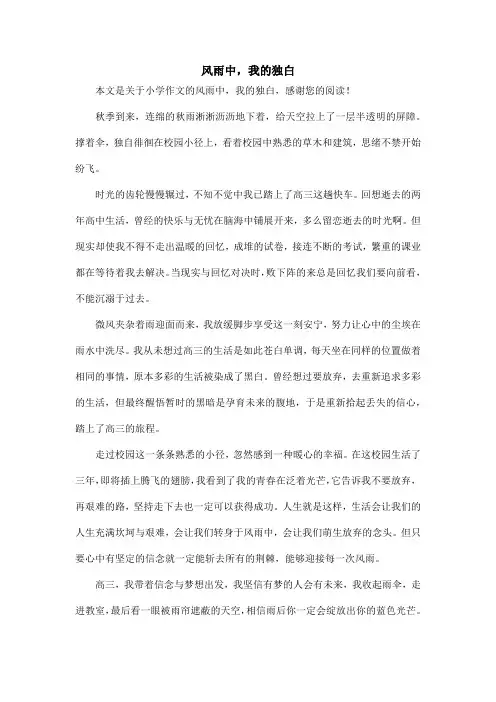 风雨中,我的独白_小学作文_3