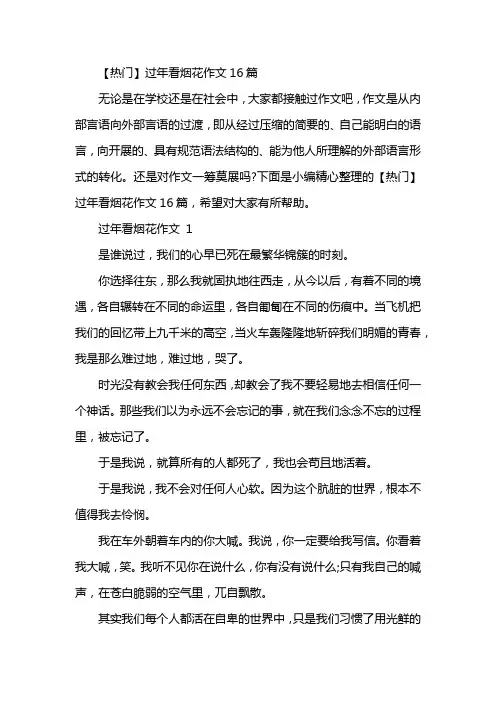 【热门】过年看烟花作文16篇