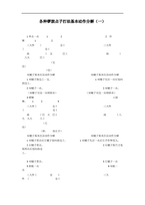 各种锣鼓点子打法基本动作分解