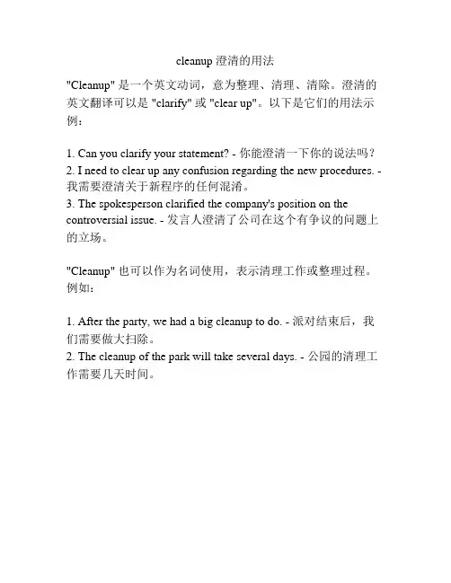 cleanup 澄清的用法