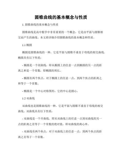 圆锥曲线的基本概念与性质