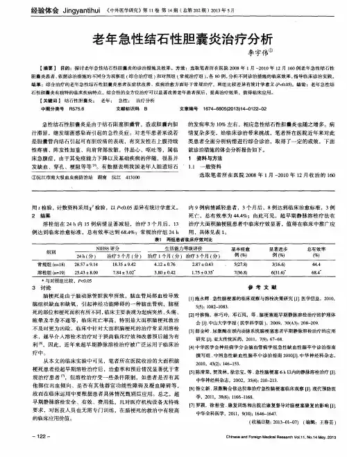 老年急性结石性胆囊炎治疗分析