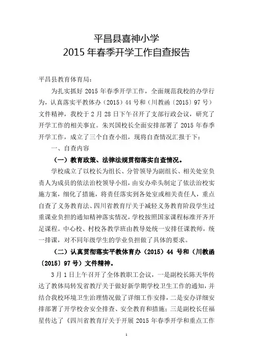 15春季开学自查报告