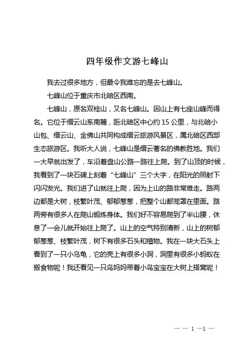 四年级作文游七峰山