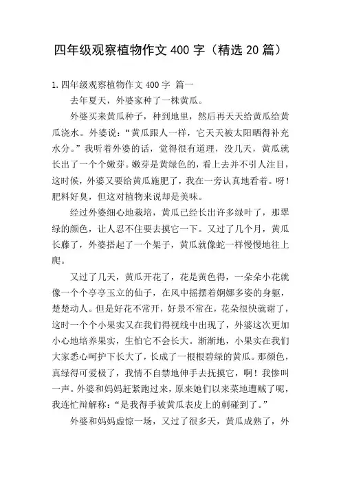 四年级观察植物作文400字(精选20篇)
