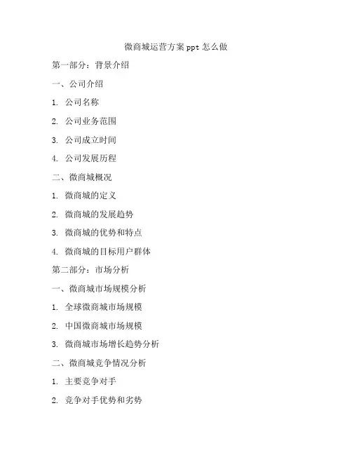 微商城运营方案ppt怎么做