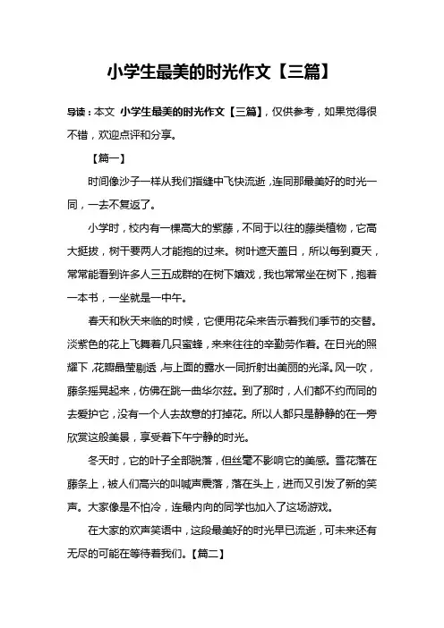小学生最美的时光作文【三篇】