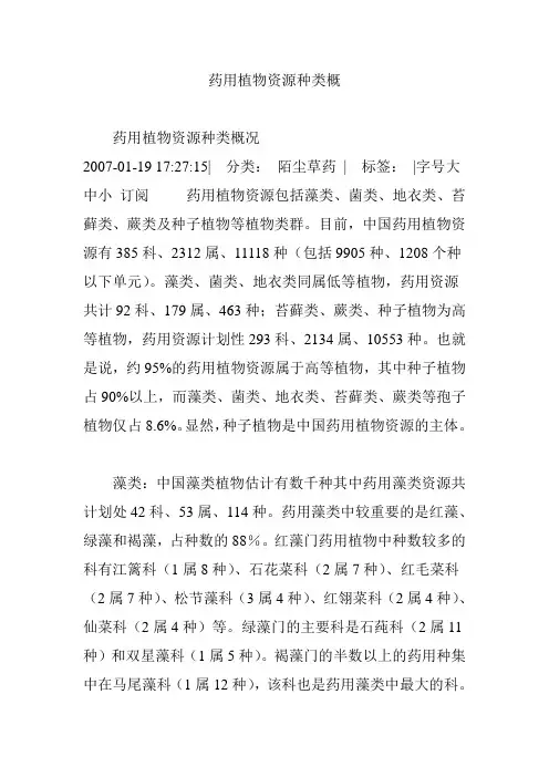 药用植物资源种类概