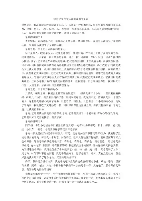 初中优秀作文乐高的说明文6篇