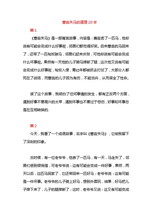 塞翁失马的道理20字