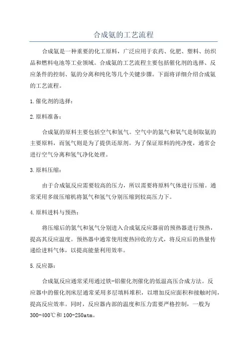 合成氨的工艺流程