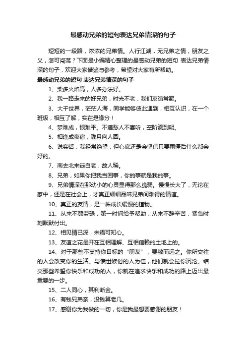 最感动兄弟的短句表达兄弟情深的句子